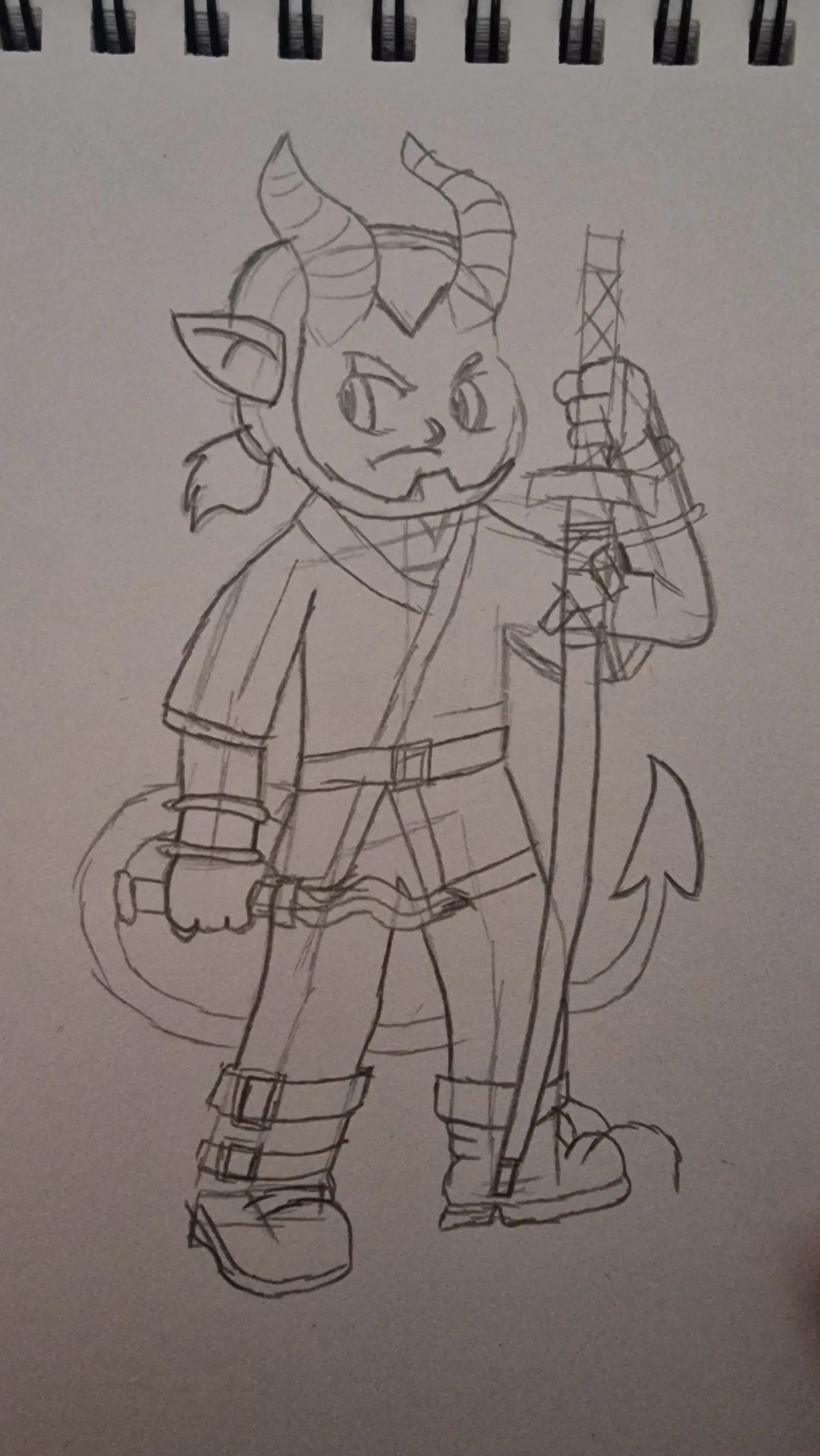 Final shaded illustration of NoWhere, tiefling rogue